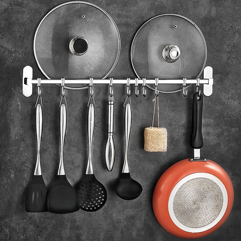 不锈钢挂钩厨房墙壁挂杆免打孔厨卫用品放厨具置物架壁挂五金挂件,家装主材,置物架,淘宝优惠券,粉丝福利购,淘宝优惠卷