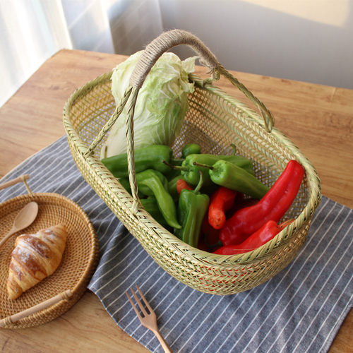 手工竹篮子手提菜篮竹篮子鸡蛋篮水果收纳竹筐竹编竹器细篾竹篮