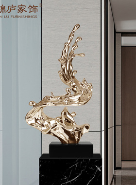 现代大型抽象仿琉璃摆件酒店大堂雕塑艺术过道样板房落地玄关摆件