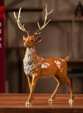 朱炳仁铜 崭露头角 铜工艺品办公室装饰摆件铜鹿办公桌摆件