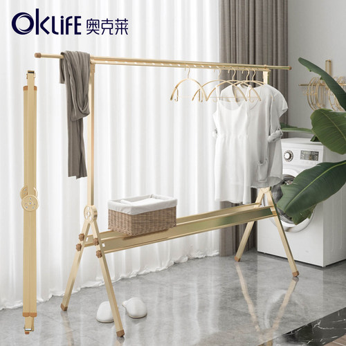 晾衣架落a地折叠室内衣帽架家用单杆式飘窗卧室收纳架简易晒挂衣