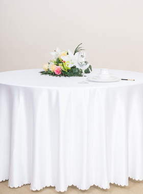 红色白色酒店桌布饭店圆形台布宴会婚庆圆桌布会议V长方桌餐桌台