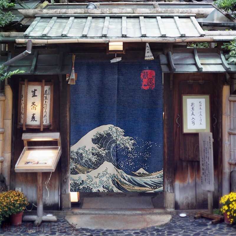 门帘布艺半帘隔断帘卫生间卧室厨房客厅田园日式短帘中开