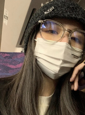 透明灰色眼镜女网红款时尚防蓝光辐射大圆脸素颜近视眼镜框韩版潮