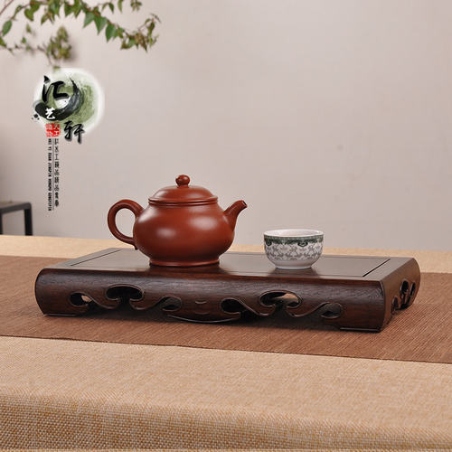 实木盆景茶壶香炉佛像花瓶木雕摆件长方I回纹底座展示托架木质底