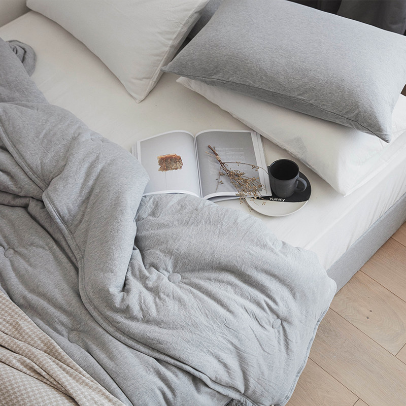 柔软全棉针织棉被子单人裸睡天竺棉春秋被冬被纤维被加厚双人被芯