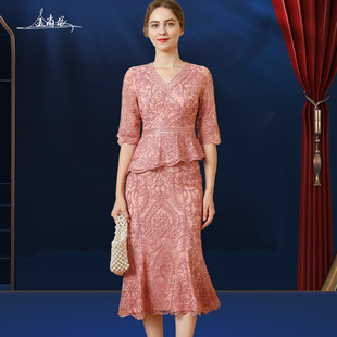 婚礼妈妈装 套裙高贵婚庆丈母娘婚宴服年轻 礼服两件套喜婆婆婚宴装