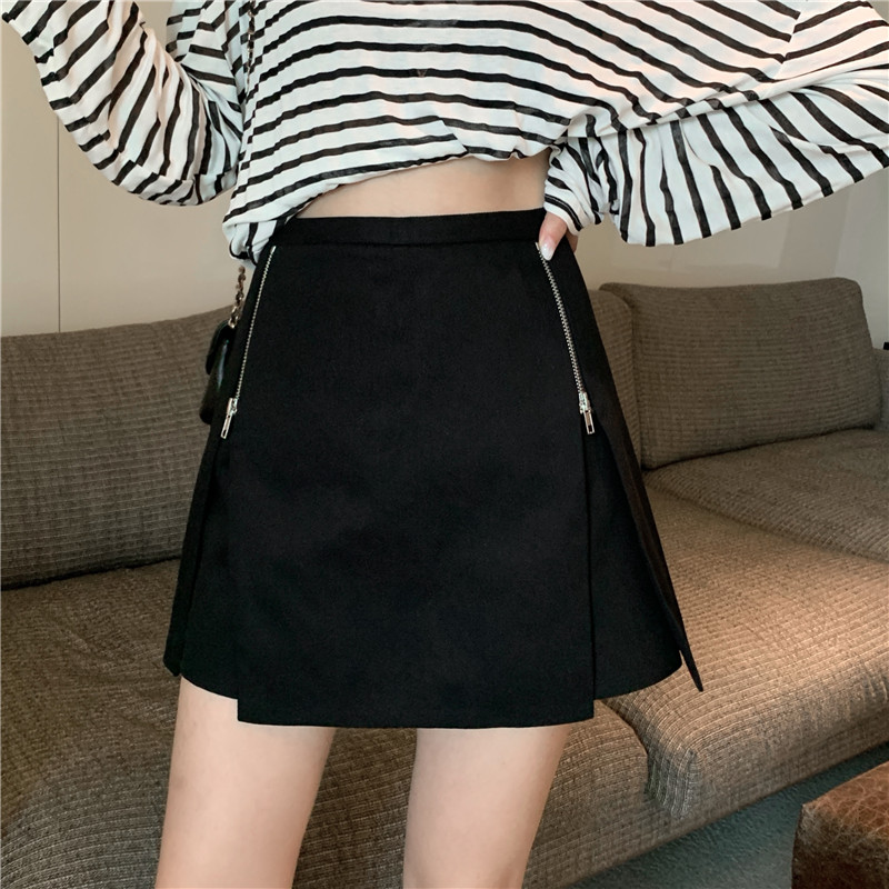 大码西装短裤女高腰胖mm宽松显瘦外穿a字阔腿Q休闲裤遮胯开叉裙裤
