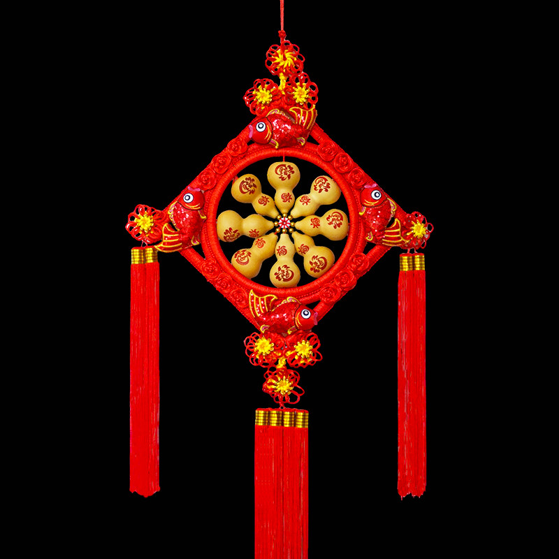 中国结葫芦d挂件家居饰品福字客厅玄关壁挂大小号五福葫芦装饰品 - 实物图