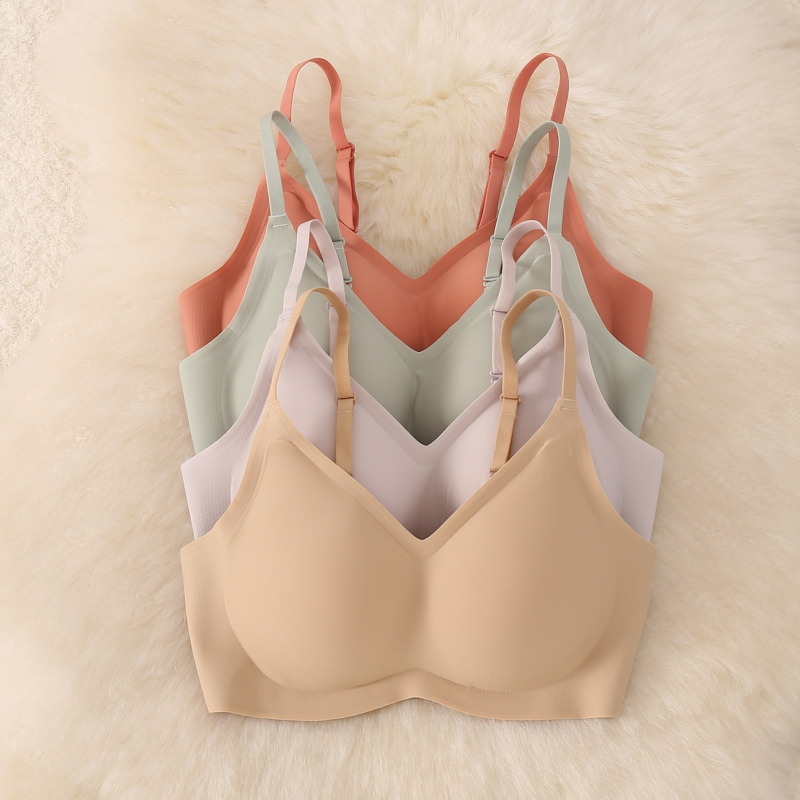 光面无痕隐形文胸女细带舒适无钢圈小胸聚拢收副乳裸感美背内衣夏