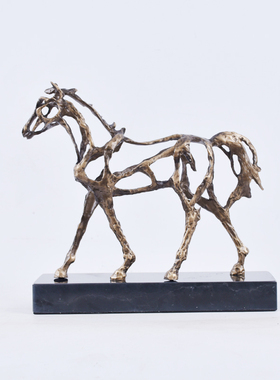 新中式雕塑镂空马动物摆件艺术品玄关现代酒店别墅招财软装饰摆设