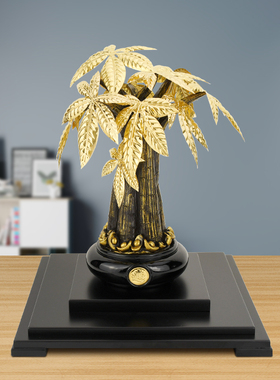 金箔发财树摇钱树摆件招财树家居酒柜装饰工艺品客厅摆设开业礼品