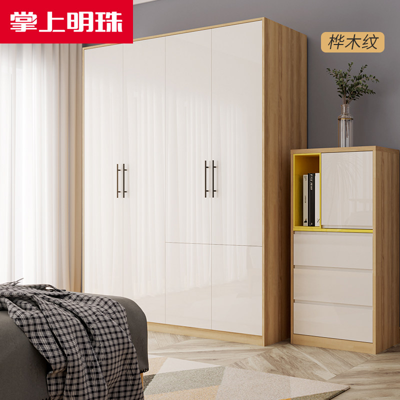 掌上明珠简约四门大衣柜家用储物柜经E济型两门三门卧室大衣橱柜C