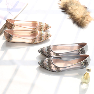 浅口时尚 2021年夏季 水钻尖头百搭仙女风平底平跟包头凉鞋 时装 新款