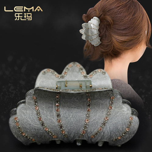 头发抓夹女后脑勺水钻韩国发饰2021新款盘发卡子气质大号妈妈发夹