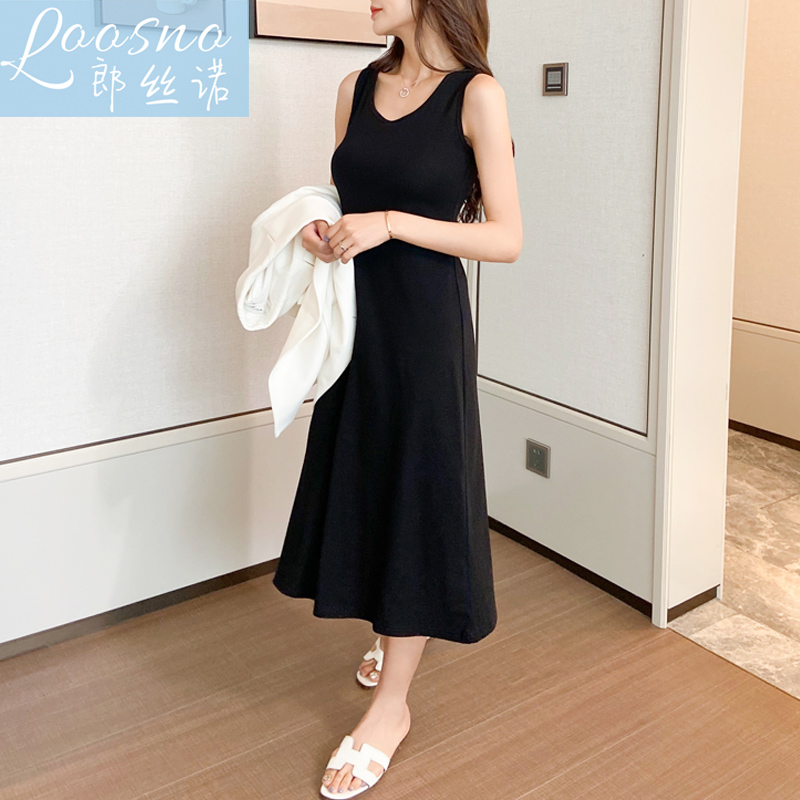 纯棉背心裙连衣裙子女2021夏季打底裙女加长款内搭裙修身背心裙