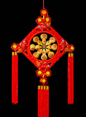中国结葫芦挂件家居饰品福字客厅玄关壁挂大小号五福葫芦装饰品