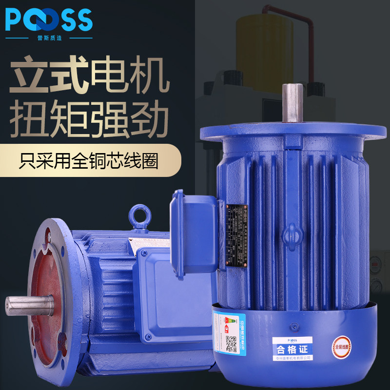 普斯YE3立式三相m异步电机国标铜芯电动机380V搅拌减速机B5马达新
