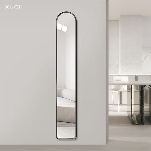 简约带框铝合金穿衣镜超窄客厅壁挂式镜子小户型装饰镜玄关全身镜
