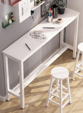 长条高脚桌宽30/40cm靠墙小吧台桌200/220/240长奶茶店桌阳台餐桌