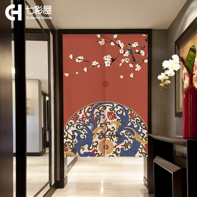 过道布艺门帘卧室隔断帘厨房卫生间遮挡柜子布帘魔术贴免打孔短帘