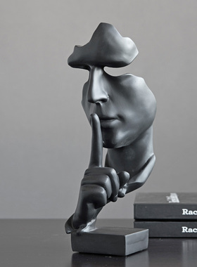 沉默是金雕塑客厅办公室酒柜电视柜室内艺术树脂摆件家居软装饰品