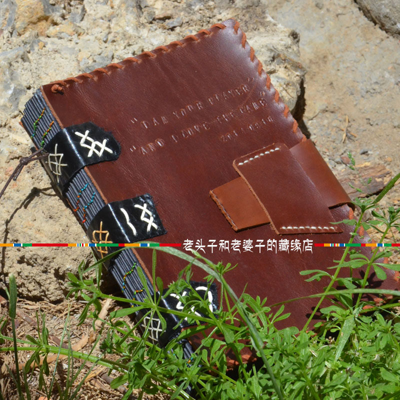 原创复古疯马皮记事本子 DIY手工定制牛皮本随身旅行手账本A5