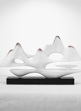 现代新中式云山假山雕塑摆件样板房软装饰品客厅玄关桌艺术品摆设