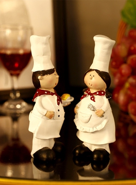 欧式厨师情侣娃娃摆件手工艺品餐厅家居客厅酒柜可爱小装饰品礼品