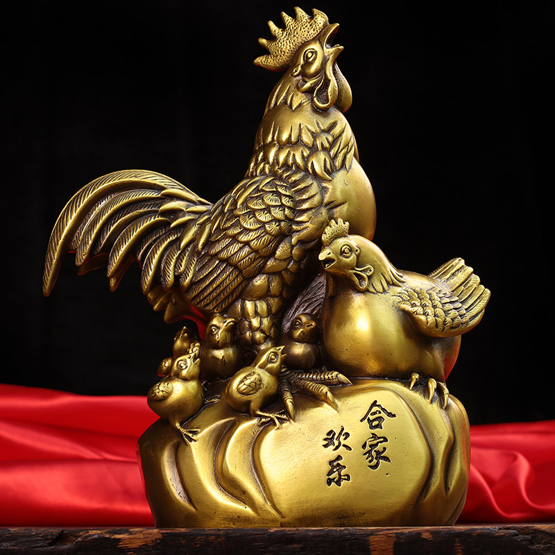 纯铜鸡摆件 金鸡公鸡母鸡小鸡全家福合家欢家居装饰品工艺品