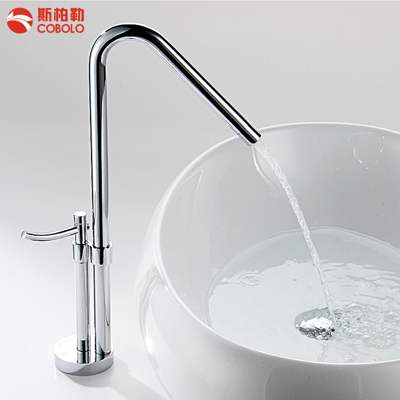 加高创意冷热水龙头全铜洗脸盆单孔面盆台L下盆可活动旋转个性龙