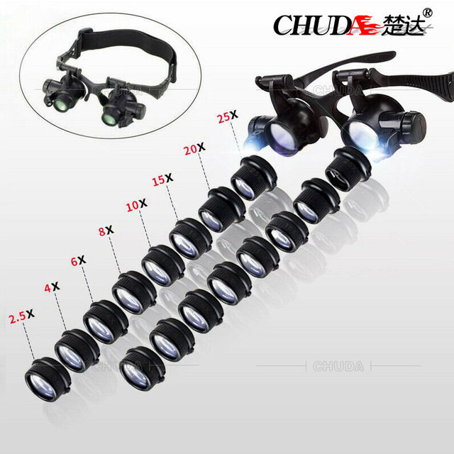 放大镜维修用电子元件手表工具眼镜E工作台高手机带灯电路板头戴