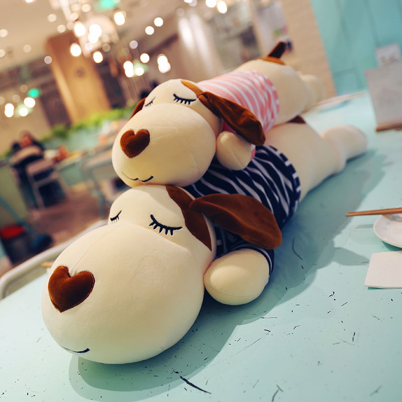 可爱睡觉长条懒人抱枕头r毛绒玩具狗狗公仔大号韩国布娃娃超萌女