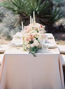 婚礼订婚会d议婚庆甜品台长条桌布酒店桌套长方形台布白色定制log