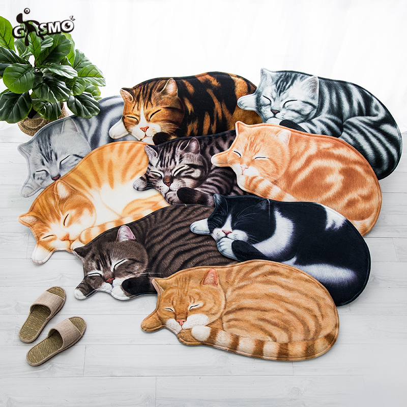 3D立体仿真猫咪地垫阳台地毯家用C垫子可爱卡通脚垫进门门垫宠物