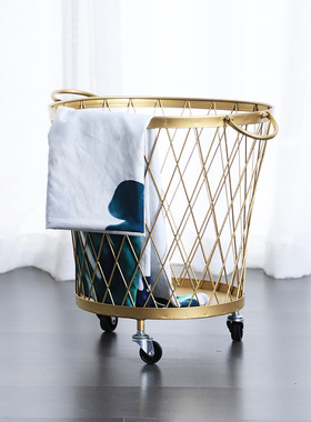 北欧脏衣篮洗衣篓篮子简约家用衣物玩具收纳筐浴室铁艺无盖脏衣桶