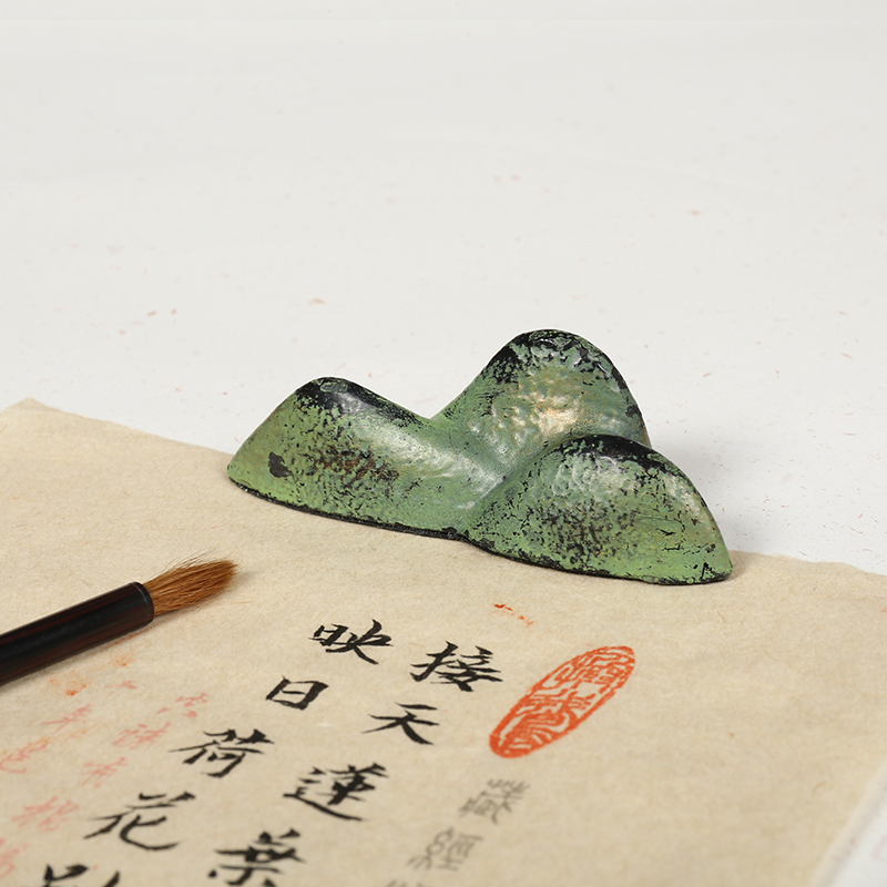 笔搁可爱日式 镇纸笔山压纸 文房四宝山形铸铁文镇两用 毛笔笔搁