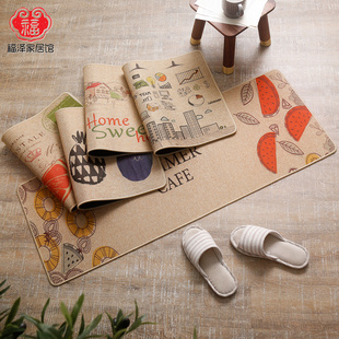 亚麻橡胶地垫新款简约薄款家用踩脚耐磨防滑长条速干厨房垫进门垫