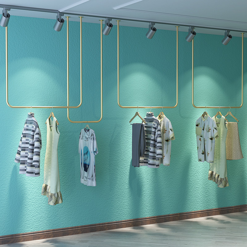 服装店展示架上墙吊杆悬挂衣架吊顶婚纱衣架子女装店货架吊架简约