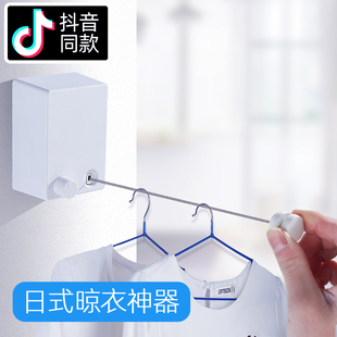 无阳台挂衣服的绳子免打孔晾衣架钢丝绳卡扣固定拉紧器凉被子神器