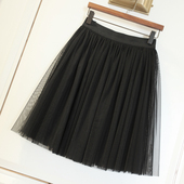 2020春秋夏季 学生短裙子 显瘦网纱裙高腰蓬蓬半身裙女大码 韩版 新款