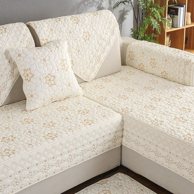 春夏双面全棉水洗布艺沙发垫现代简约纯棉刺绣沙发套罩巾田园四季