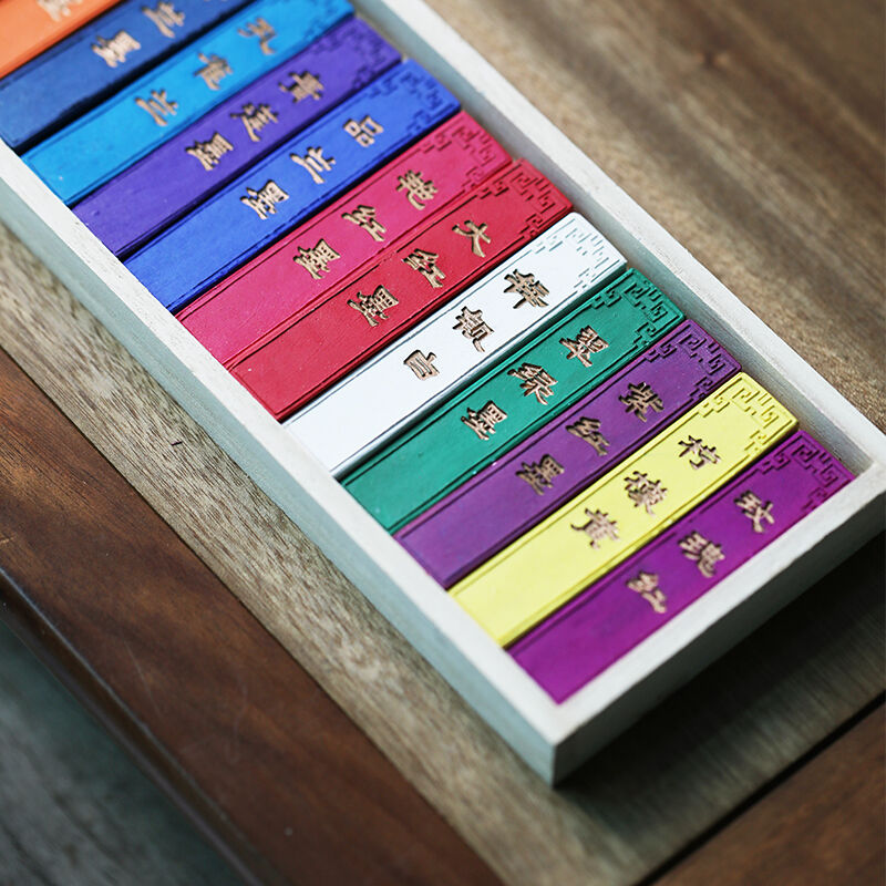 器曰老胡开文12色中国画颜料彩色墨书画墨条墨锭抄经国画高级彩墨