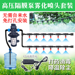 高压隔膜泵微喷灌溉系统浇水喷淋降E温除尘雾化喷头微雾消毒喷雾