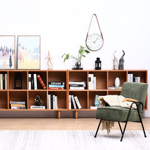 管木匠实木书架落地儿童格子柜日式书柜隔断橡木置物架客厅收纳柜