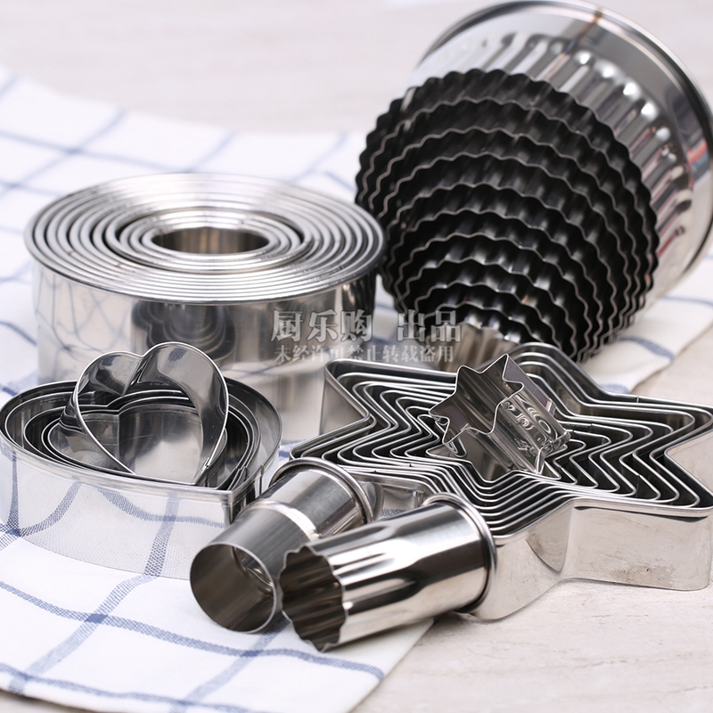 加厚不锈钢切模具心形星星圆形面塑翻糖粘土软陶底座饼干水果模具