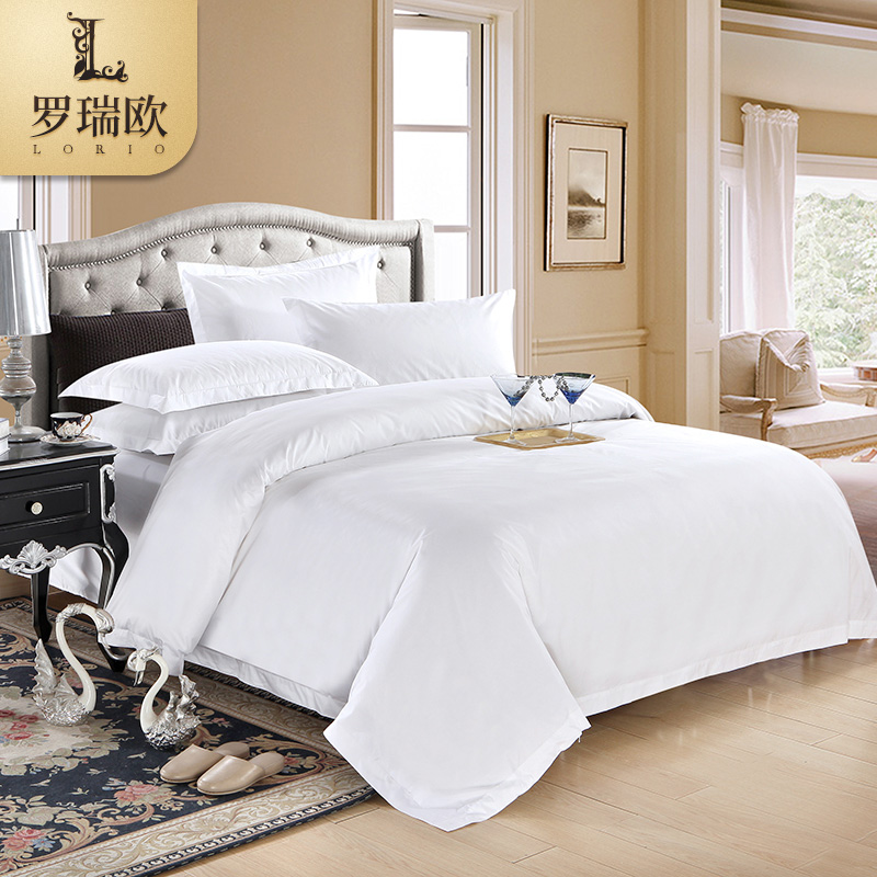 酒店床单三四件套60支涤纶T/C棉宾馆床上用品被套被罩枕套加密