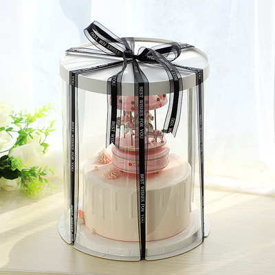 黑色6寸8寸10寸透明圆形蛋糕盒子单双层加高烘焙包装盒生日蛋糕盒
