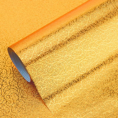 金色藤纹墙纸佛龛背景墙装饰金箔佛堂不干胶装饰墙贴土豪金墙纸