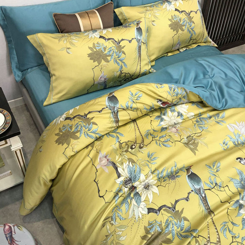 夏季裸睡100支天丝床上用品四件套 新中式双面丝滑冰丝被套床单笠